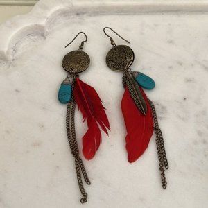 Boutique Bohemian Dangle Feather Earrings
